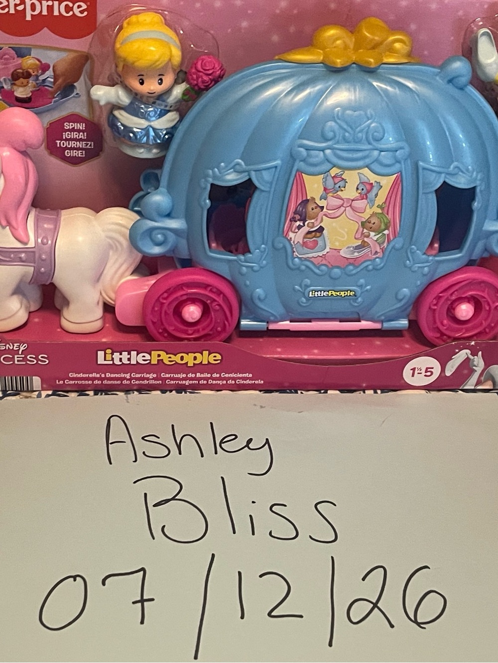 Fisher-Price Little People Cinderella Blue & Pink Coach Playset